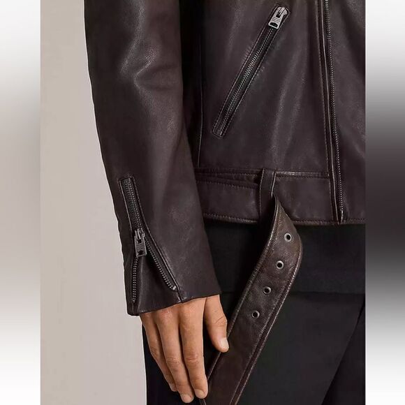 NEW $670 ALL SAINTS leather jacket VOLTAIRE BIKER ML025L OXBLOOD RED Brown - Picture 5 of 11